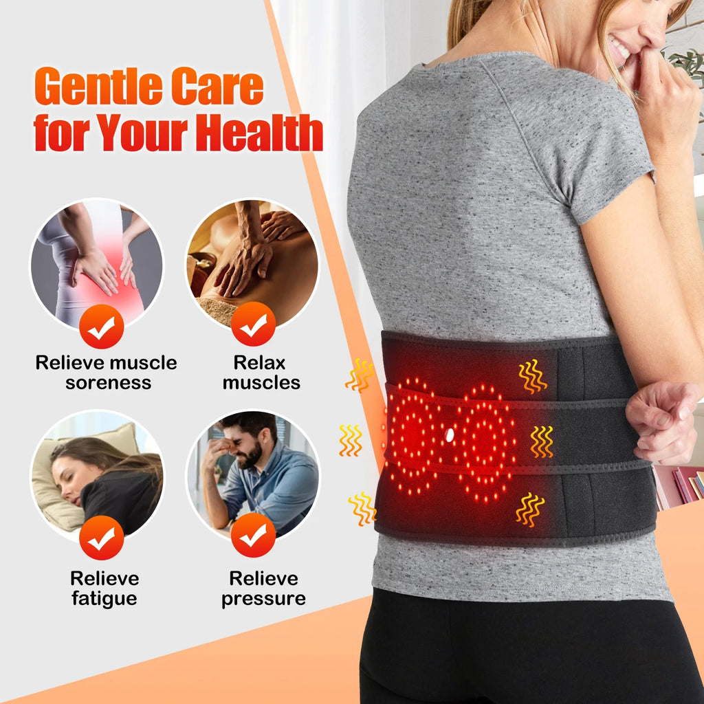 Cordless Heating Pad for Back Relief, Waist Massager 5000Mah Electric Lower Back Massage, Abdominal Back Heating Brace for Women Men, Black
