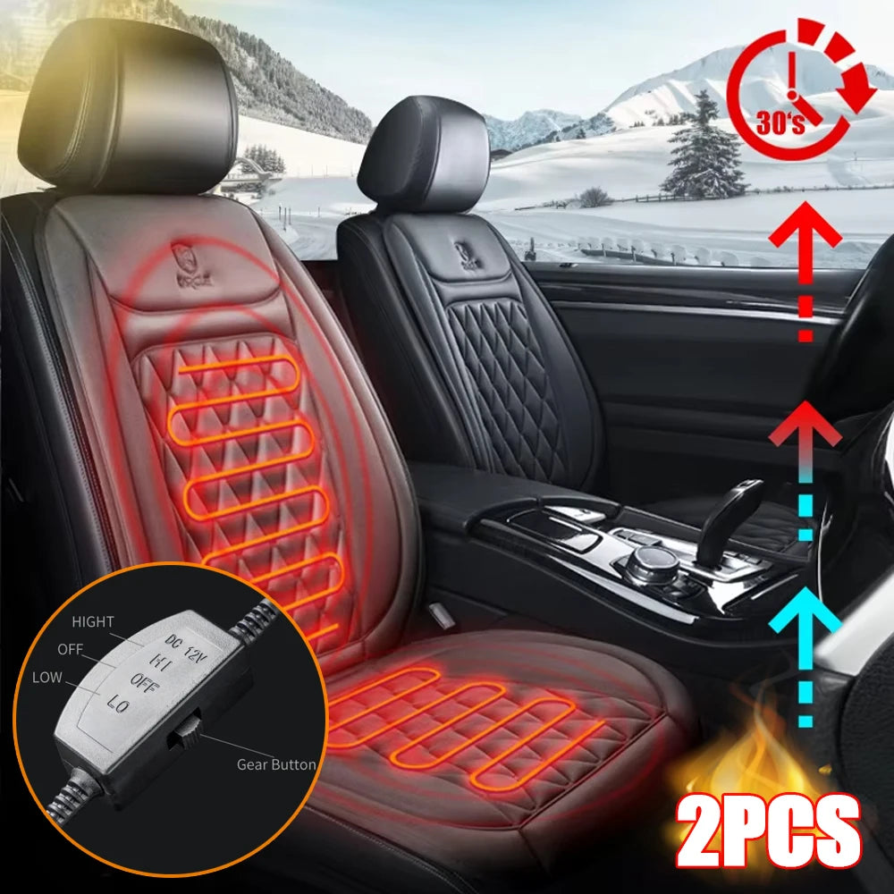 1/2Pcs Winter Heated Car Seat Cover 12V Heating Warmer Car Seat Cushion Auto Universal Car Seat Protector Cloak Cover Pads Set