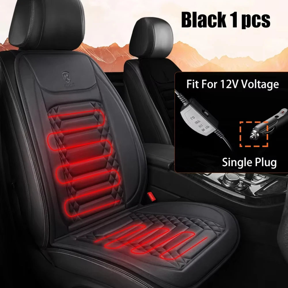 1/2Pcs Winter Heated Car Seat Cover 12V Heating Warmer Car Seat Cushion Auto Universal Car Seat Protector Cloak Cover Pads Set