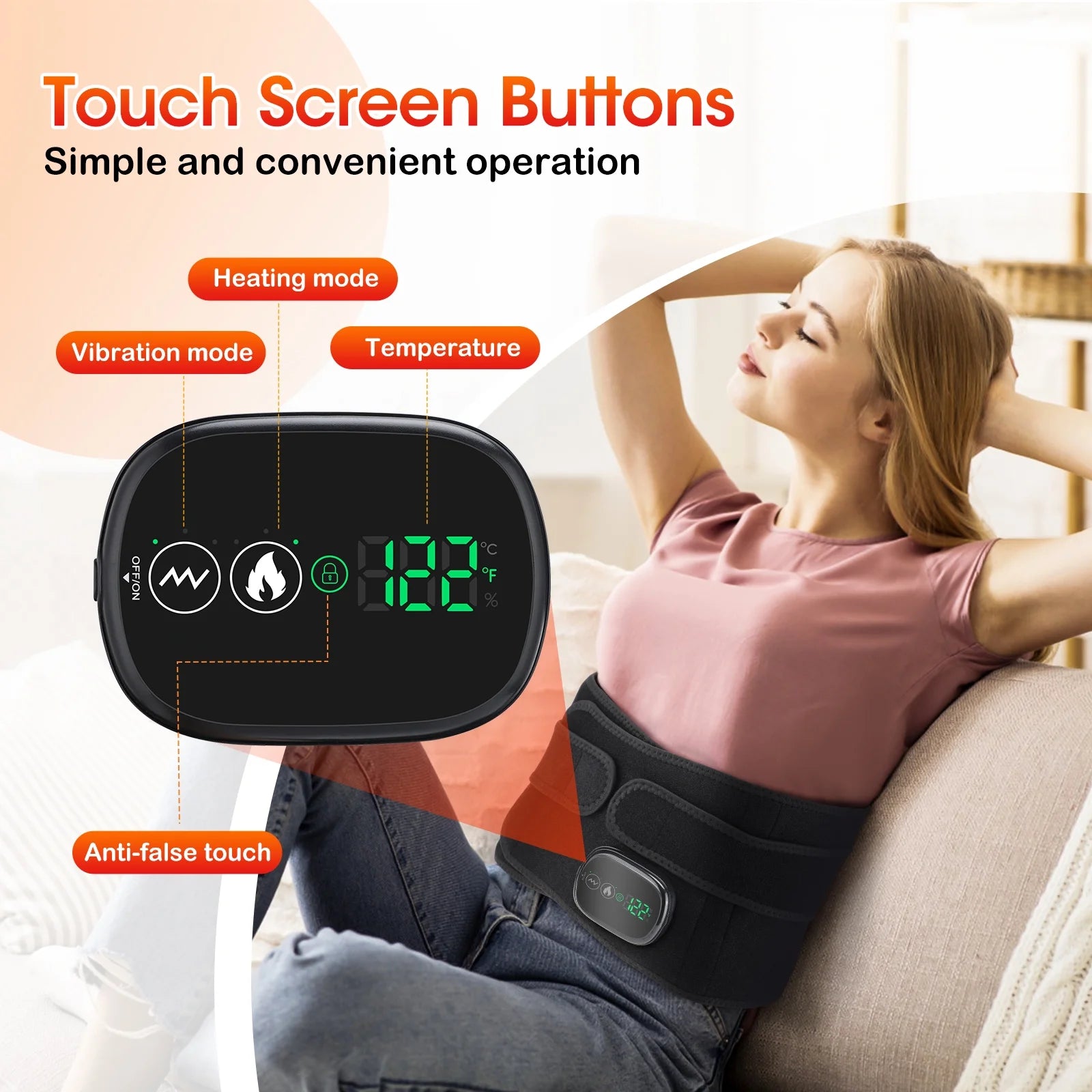 Cordless Heating Pad for Back Relief, Waist Massager 5000Mah Electric Lower Back Massage, Abdominal Back Heating Brace for Women Men, Black